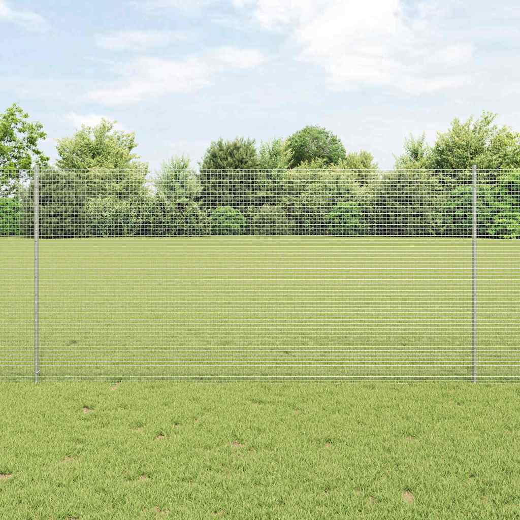 vidaXL Zaun mit Pfosten Silber 1,2 x 50 m Stahl