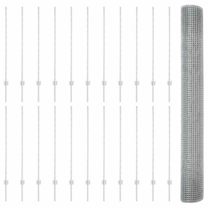 vidaXL Zaun mit Pfosten Silber 1,2 x 50 m Stahl