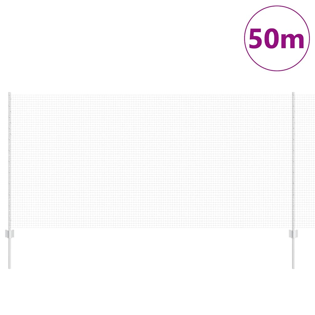 vidaXL Zaun mit Pfosten Silber 1,2 x 50 m Stahl