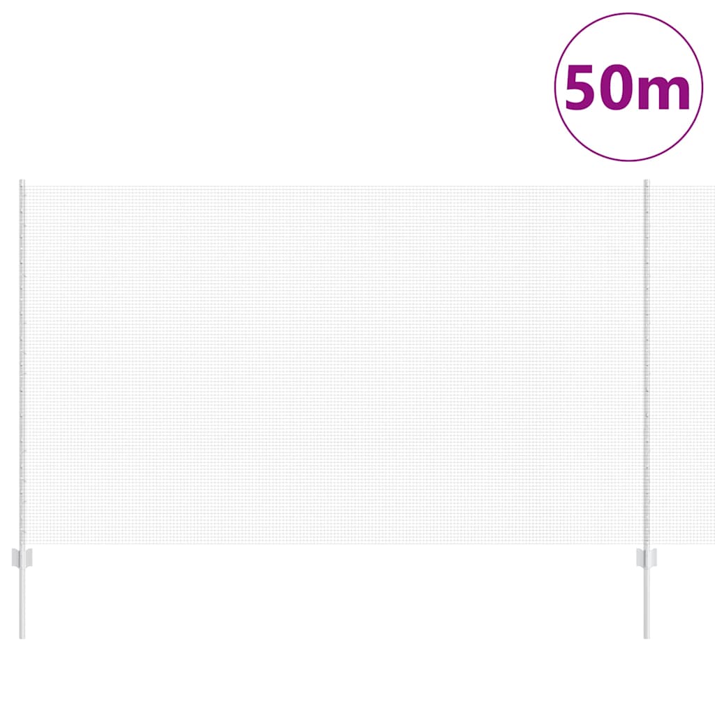 Zaun mit Pfosten Silber 1,4 x 50 m Stahl