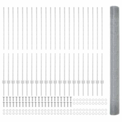 Zaun mit Pfosten Silber 1,4 x 50 m Stahl