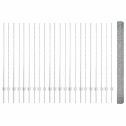 vidaXL Zaun mit Pfosten Silber 1,4 x 50 m Stahl