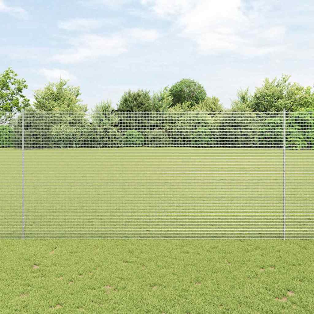 vidaXL Zaun mit Pfosten Silber 1,5 x 50 m Stahl
