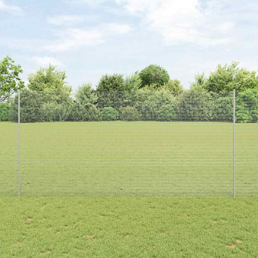 vidaXL Zaun mit Pfosten Silber 1,5 x 50 m Stahl