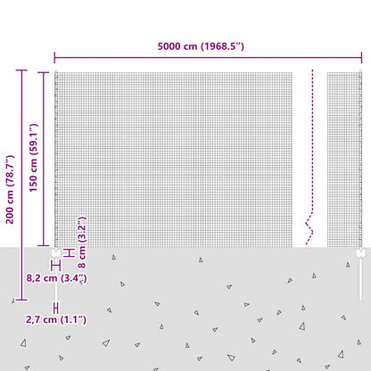 vidaXL Zaun mit Pfosten Silber 1,5 x 50 m Stahl