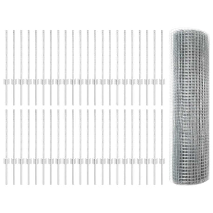 vidaXL Clôture avec poteaux Argent 0,5 x 100 m Acier