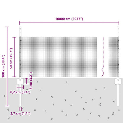 vidaXL Clôture avec poteaux Argent 0,5 x 100 m Acier