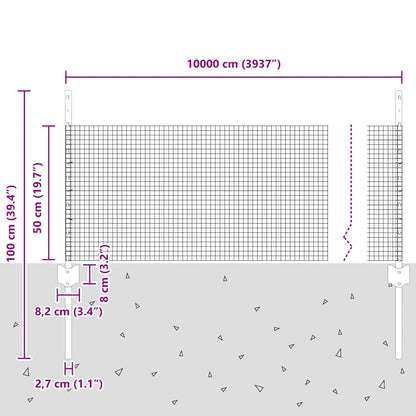 vidaXL Clôture avec poteaux Argent 0,5 x 100 m Acier