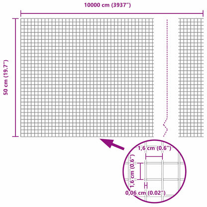 vidaXL Clôture avec poteaux Argent 0,5 x 100 m Acier