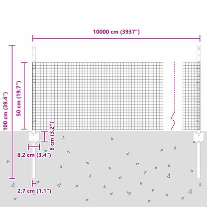 Zaun mit Pfosten Silber 0,5 x 100 m Stahl