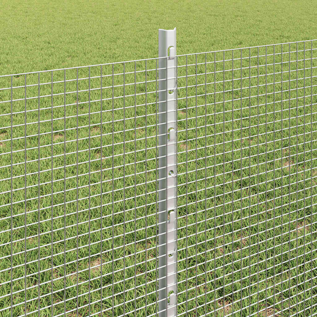 vidaXL Zaun mit Pfosten Silber 0,6 x 100 m Stahl