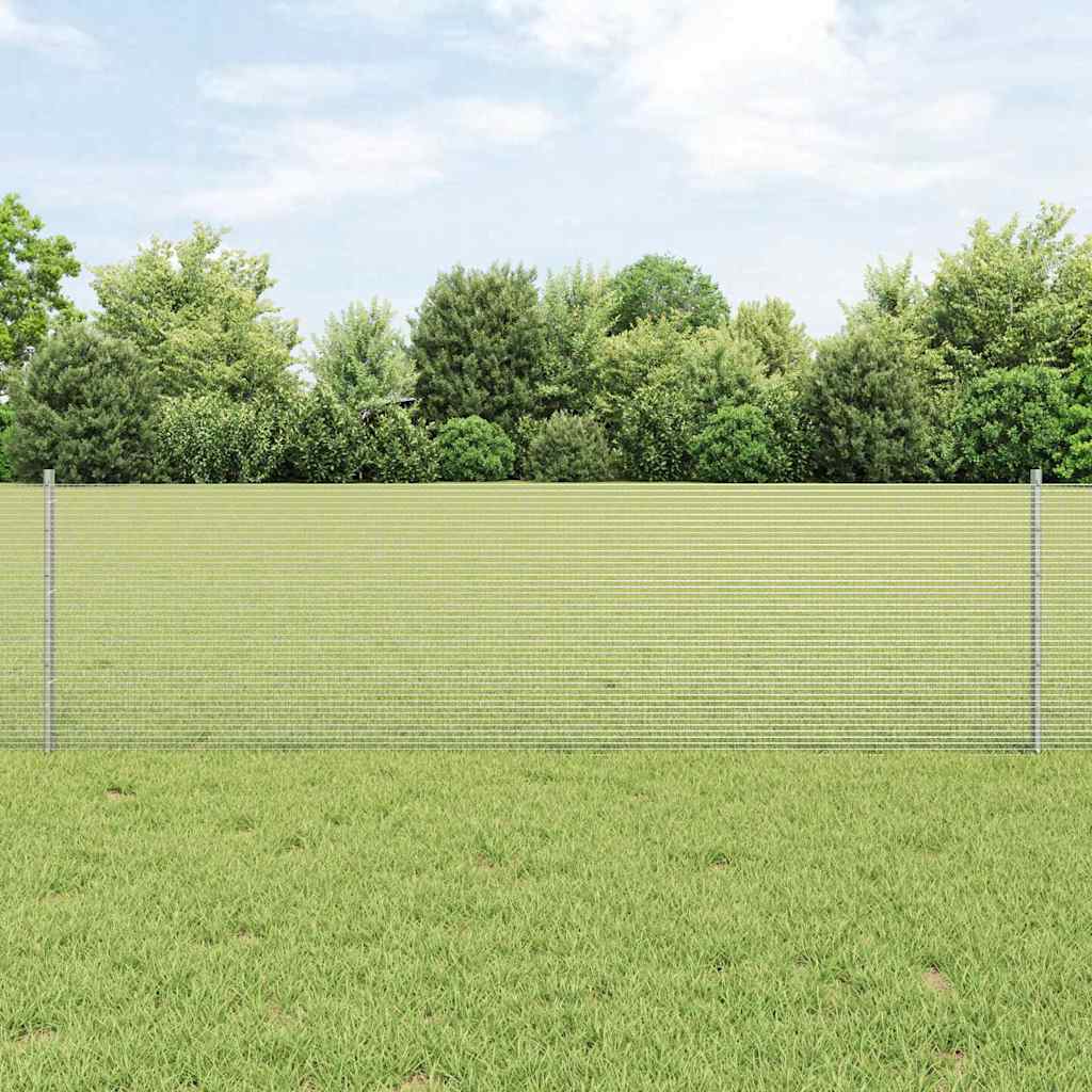 vidaXL Zaun mit Pfosten Silber 0,6 x 100 m Stahl
