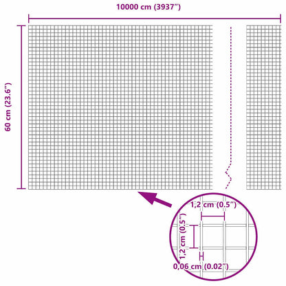 vidaXL Zaun mit Pfosten Silber 0,6 x 100 m Stahl