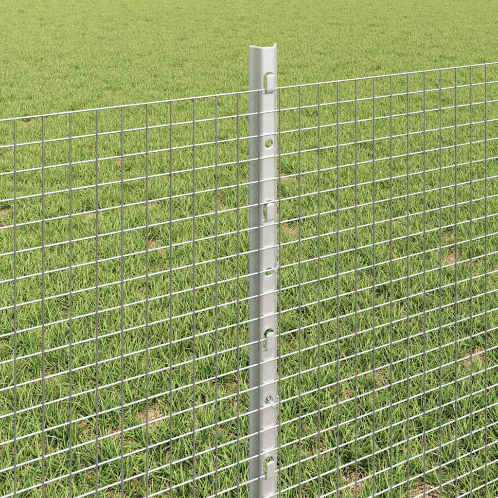 vidaXL Zaun mit Pfosten Silber 0,6 x 100 m Stahl