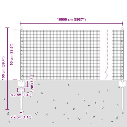 vidaXL Zaun mit Pfosten Silber 0,6 x 100 m Stahl
