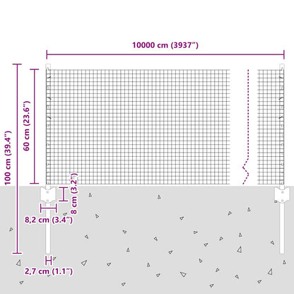 Zaun mit Pfosten Silber 0,6 x 100 m Stahl
