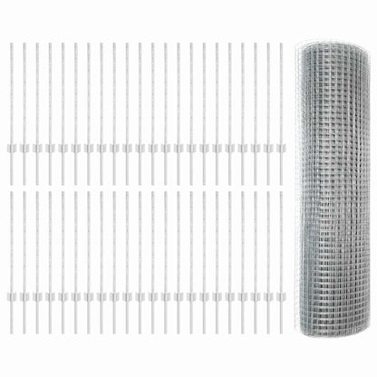 Zaun mit Pfosten Silber 0,8 x 100 m Stahl