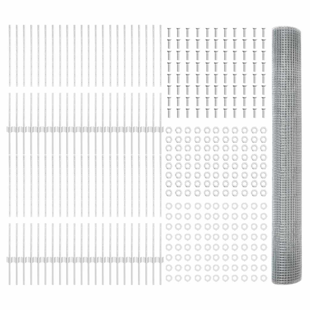 vidaXL Zaun mit Pfosten Silber 1 x 100 m Stahl