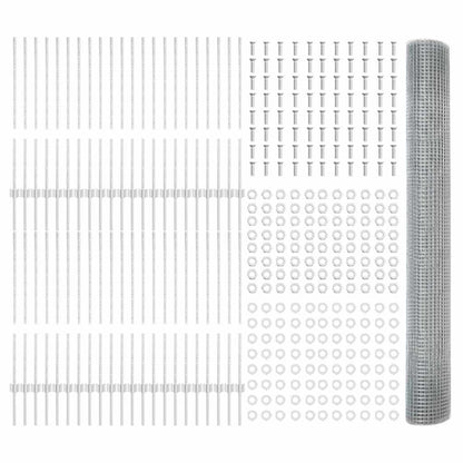 vidaXL Zaun mit Pfosten Silber 1 x 100 m Stahl