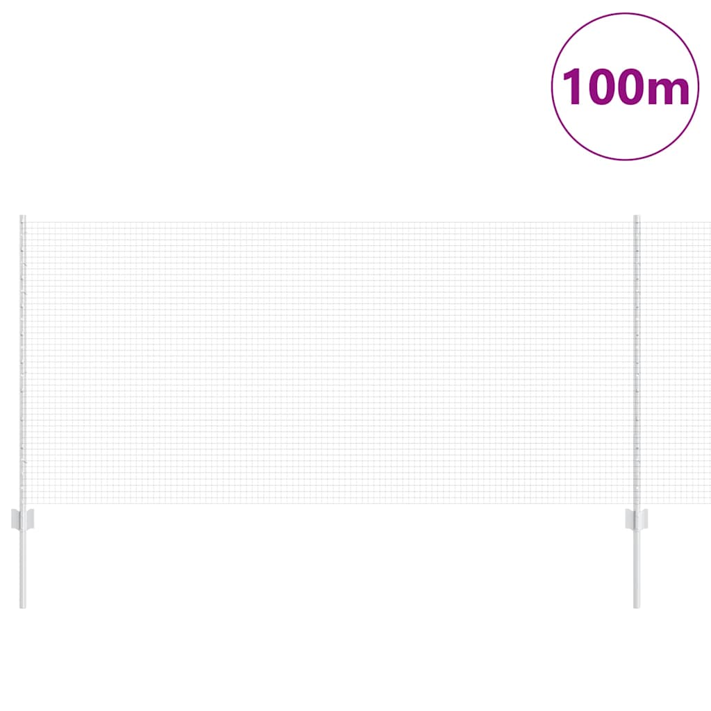 vidaXL Zaun mit Pfosten Silber 1 x 100 m Stahl