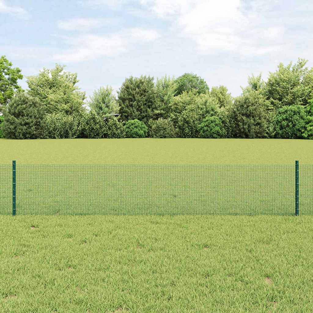 vidaXL Zaun mit Pfosten Grün 0,4 x 10 m Stahl und PVC