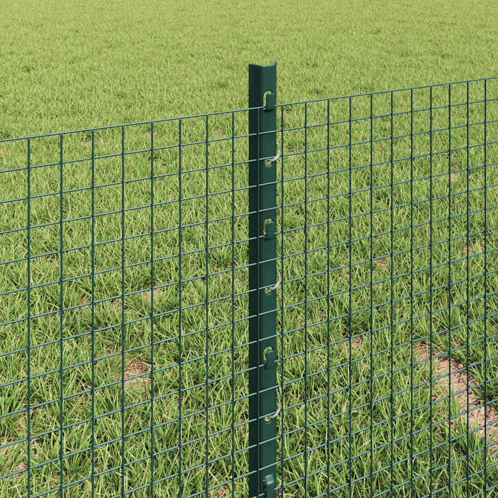 vidaXL Zaun mit Pfosten Grün 0,4 x 10 m Stahl und PVC