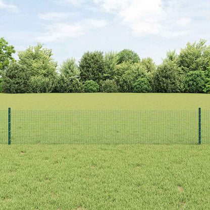 vidaXL Zaun mit Pfosten Grün 0,4 x 10 m Stahl und PVC