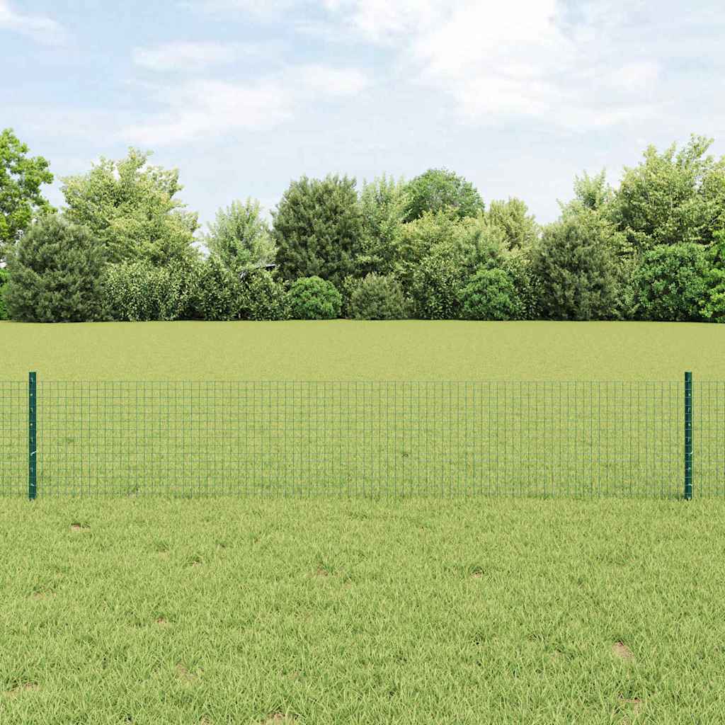vidaXL Zaun mit Pfosten Grün 0,4 x 10 m Stahl und PVC