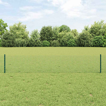 vidaXL Zaun mit Pfosten Grün 0,4 x 10 m Stahl und PVC