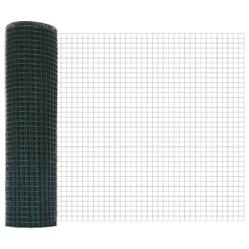 vidaXL Zaun mit Pfosten Grün 0,4 x 10 m Stahl und PVC