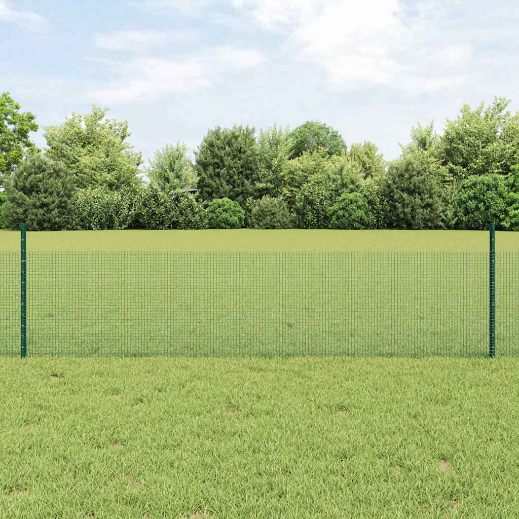 vidaXL Zaun mit Pfosten Grün 0,5 x 10 m Stahl
