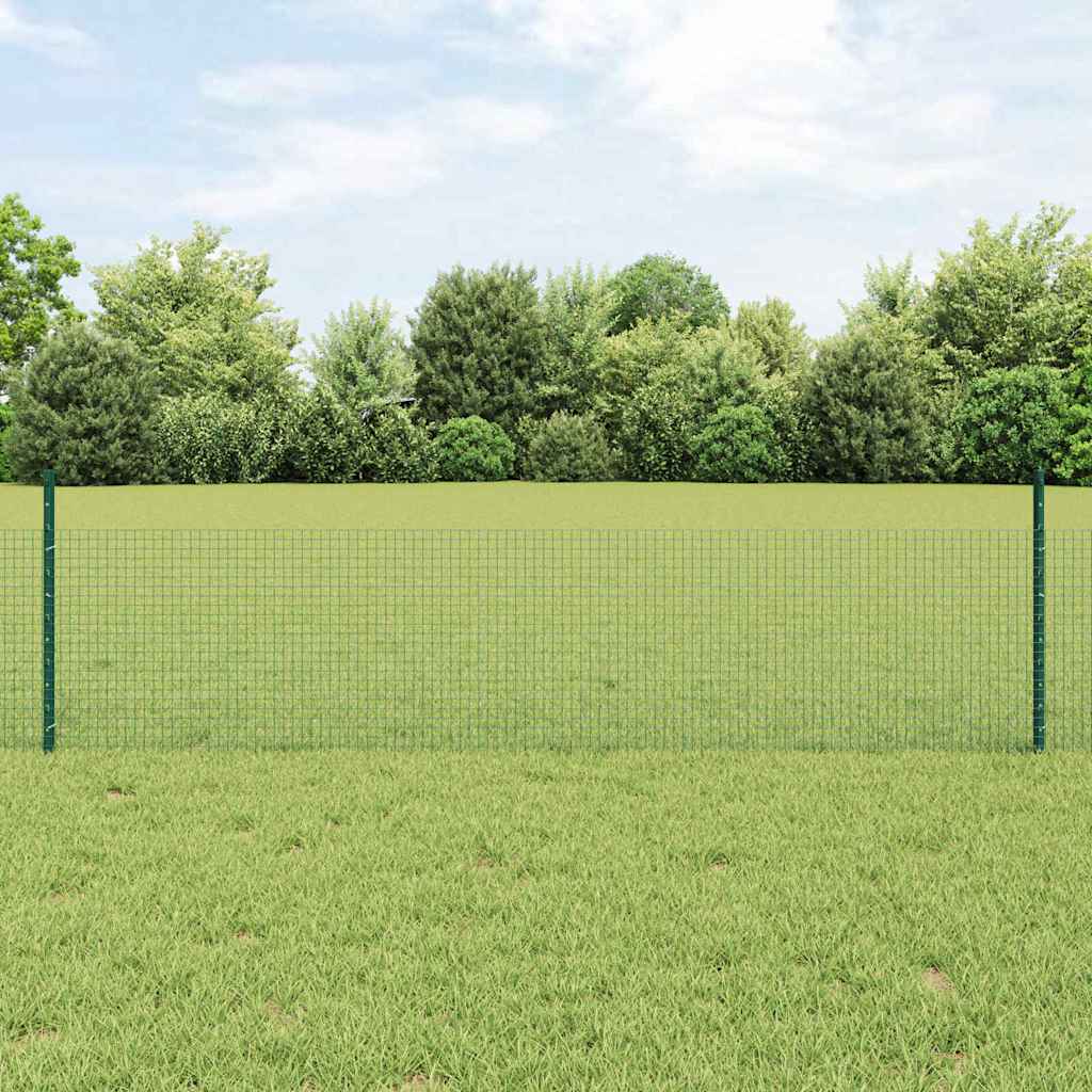 vidaXL Zaun mit Pfosten Grün 0,5 x 10 m Stahl