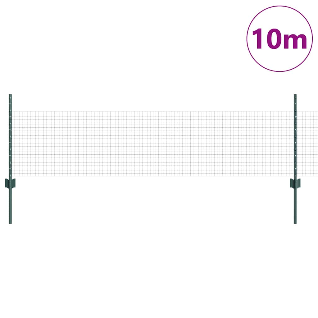 vidaXL Zaun mit Pfosten Grün 0,5 x 10 m Stahl