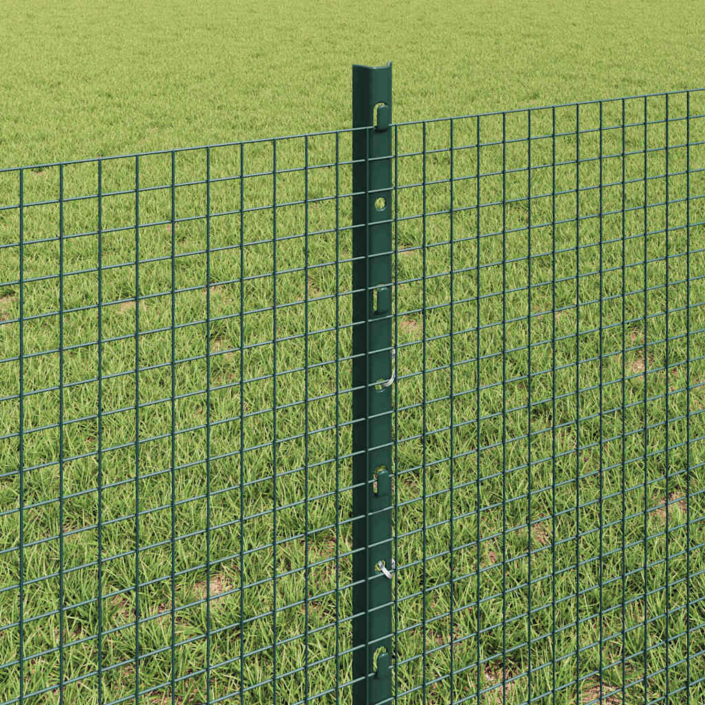 vidaXL Zaun mit Pfosten Grün 0,6 x 10 m Stahl und PVC