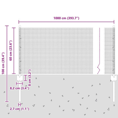 vidaXL Zaun mit Pfosten Grün 0,6 x 10 m Stahl und PVC