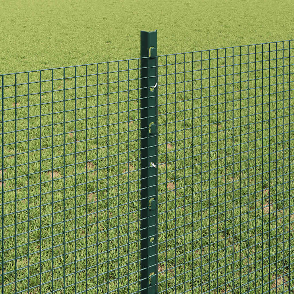 vidaXL Zaun mit Pfosten Grün 0,8 x 10 m Stahl und PVC