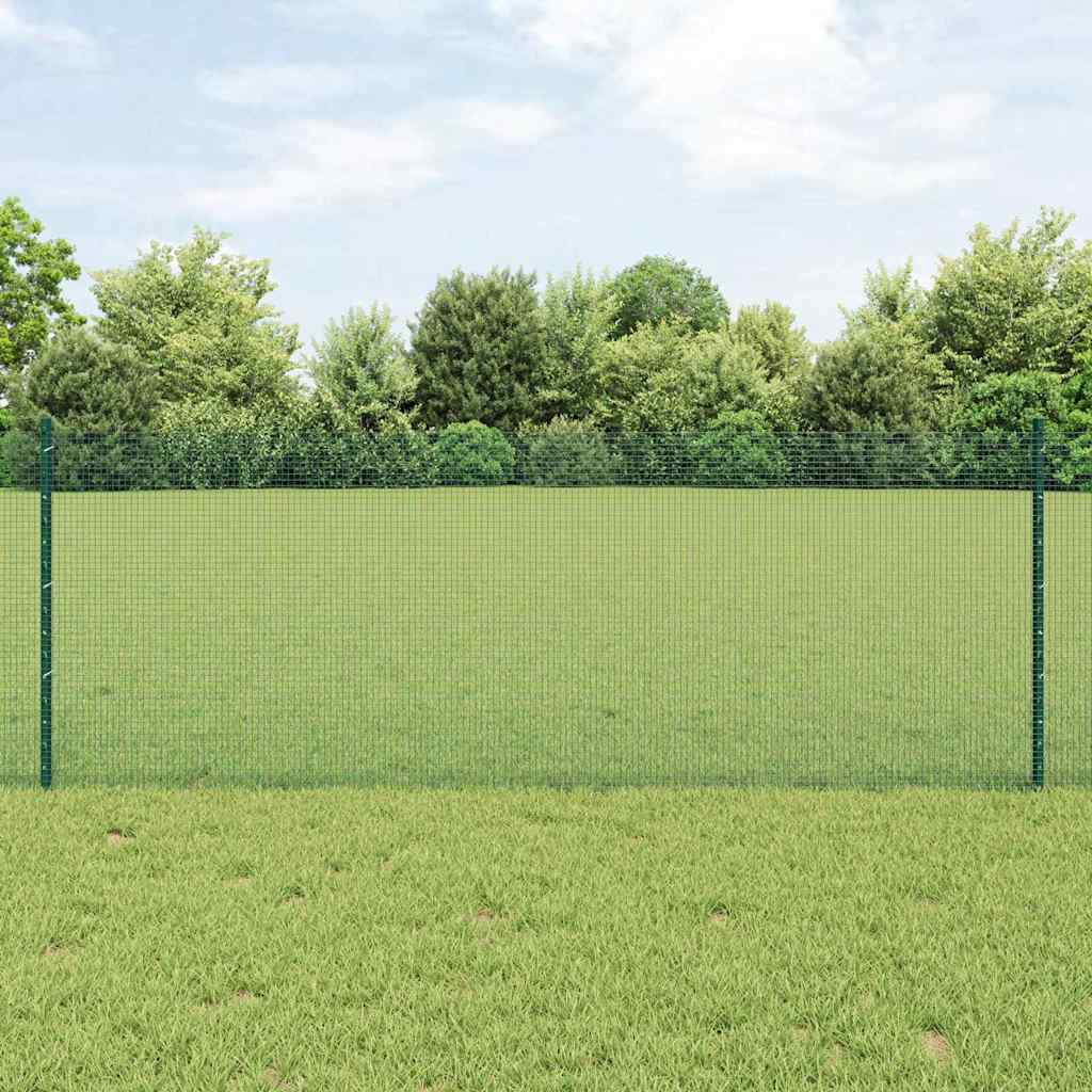 vidaXL Zaun mit Pfosten Grün 0,8 x 10 m Stahl und PVC