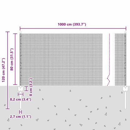 vidaXL Zaun mit Pfosten Grün 0,8 x 10 m Stahl und PVC