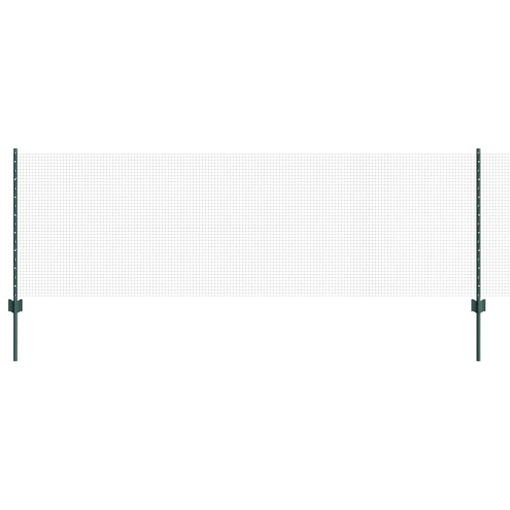 vidaXL Zaun mit Pfosten Grün 0,8 x 10 m Stahl und PVC