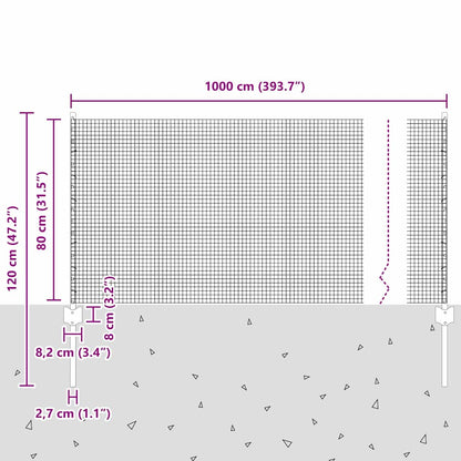 vidaXL Zaun mit Pfosten Grün 0,8 x 10 m Stahl und PVC