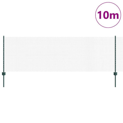 vidaXL Zaun mit Pfosten Grün 0,8 x 10 m Stahl und PVC