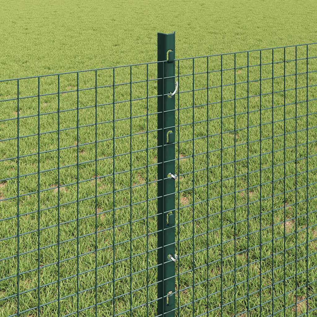 vidaXL Zaun mit Pfosten Grün 0,8 x 10 m Stahl und PVC