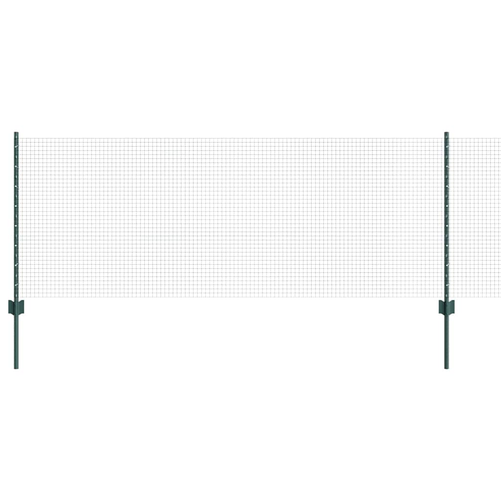 vidaXL Zaun mit Pfosten Grün 0,8 x 10 m Stahl und PVC