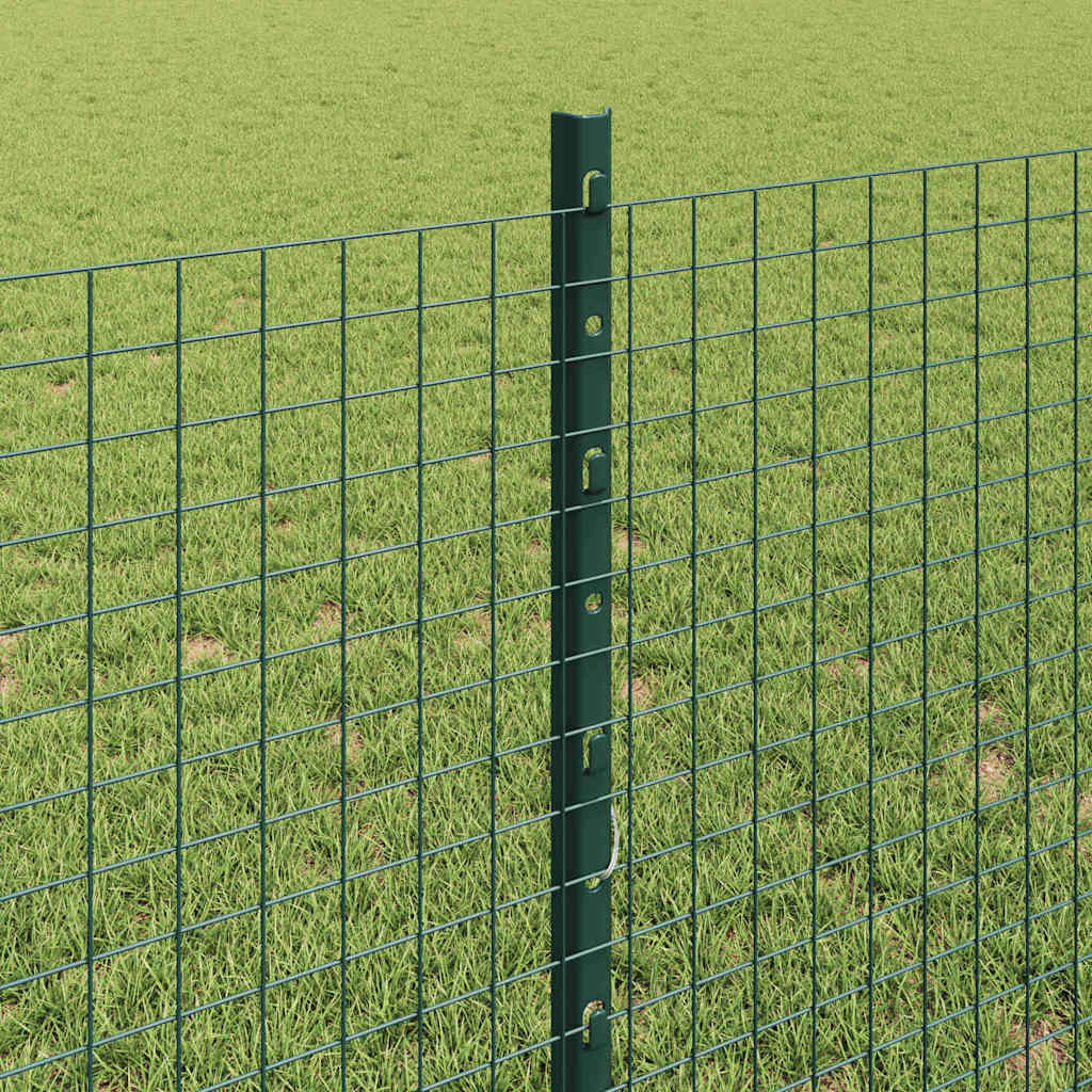 vidaXL Zaun mit Pfosten Grün 0,8 x 10 m Stahl und PVC