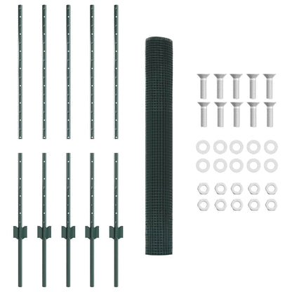 vidaXL Zaun mit Pfosten Grün 1 x 10 m Stahl
