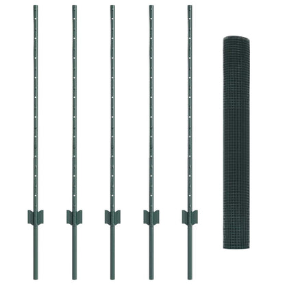 vidaXL Zaun mit Pfosten Grün 1 x 10 m Stahl