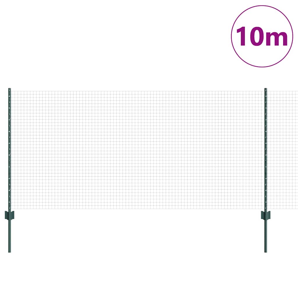 vidaXL Zaun mit Pfosten Grün 1 x 10 m Stahl