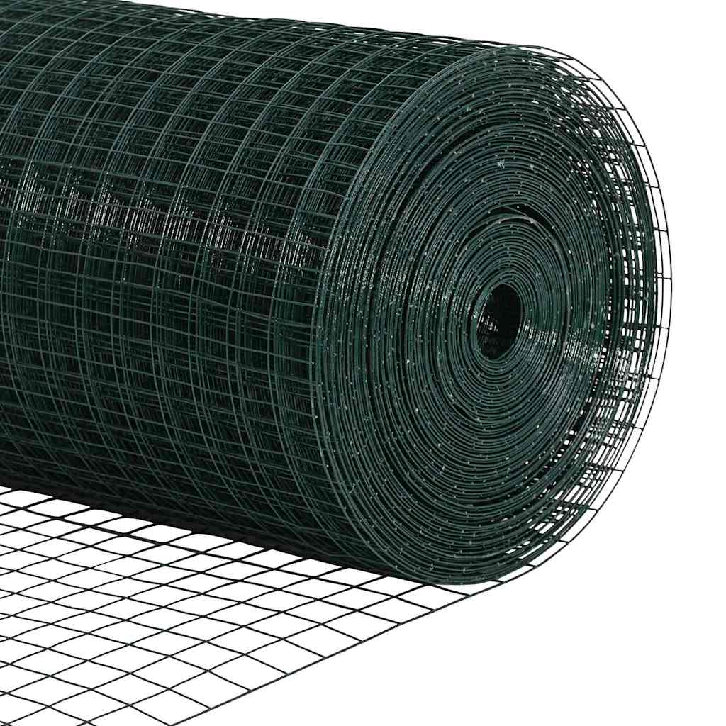 vidaXL Zaun mit Pfosten Grün 1,2 x 10 m Stahl und PVC