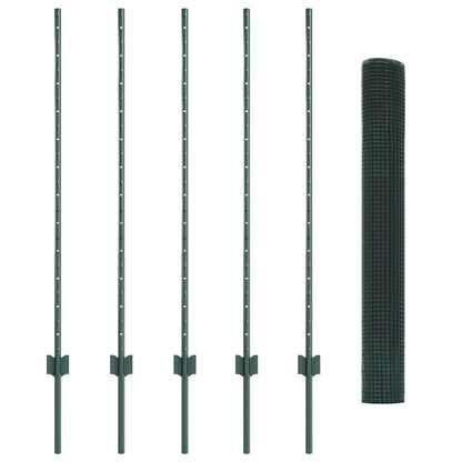 vidaXL Zaun mit Pfosten Grün 1,2 x 10 m Stahl und PVC