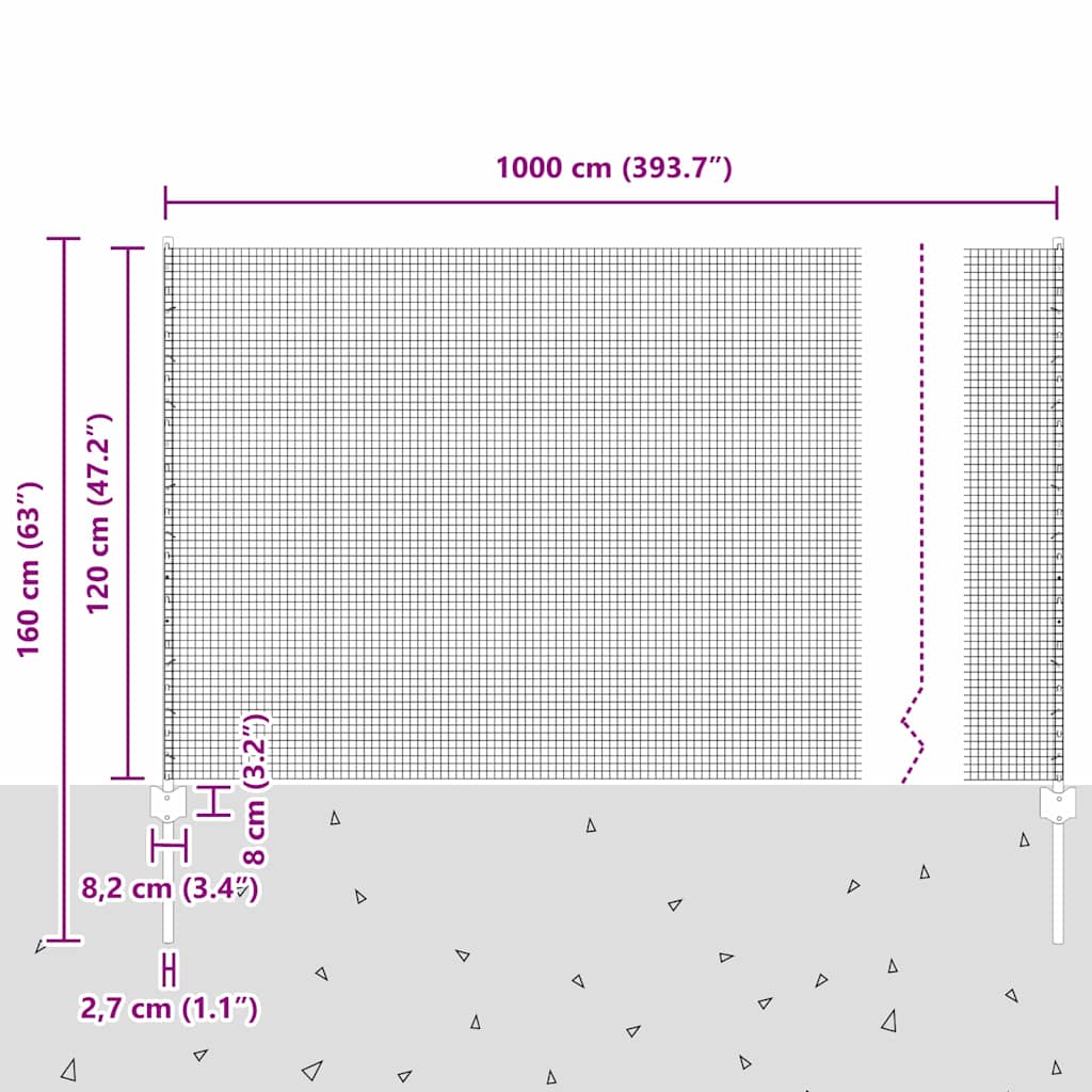 vidaXL Zaun mit Pfosten Grün 1,2 x 10 m Stahl und PVC